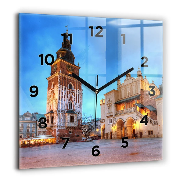Ceas de sticlă pe perete pătrat Abstracția păsărilor și a primăverii