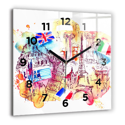 Ceas de sticlă pe perete pătrat Primavara pitoreasca