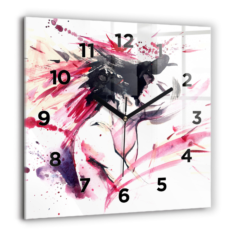 Ceas pătrat de perete din sticlă Căprioare la răsărit