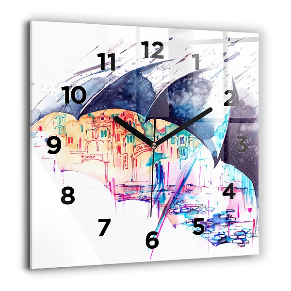 Ceas pătrat de perete din sticlă Portret abstract al unei femei