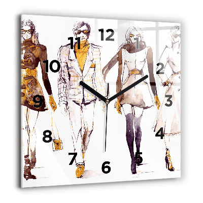 Ceas de sticlă pe perete pătrat Biciclete de oraș colorate