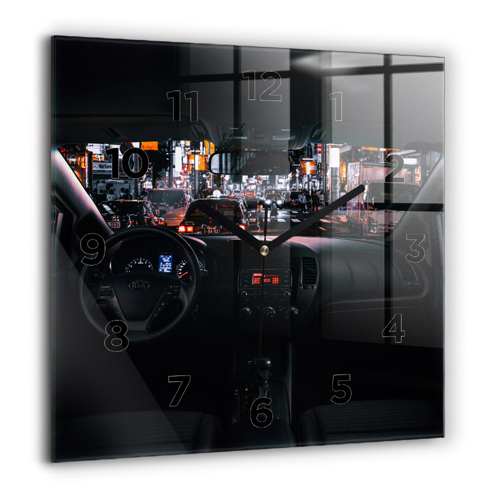 Ceas perete din sticlă pătrat Nava cu apă scufundată