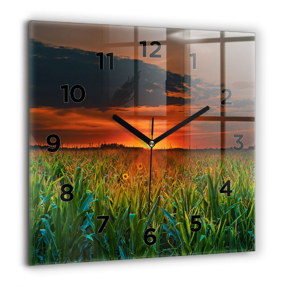 Ceas pătrat de perete din sticlă Panorama Varșoviei