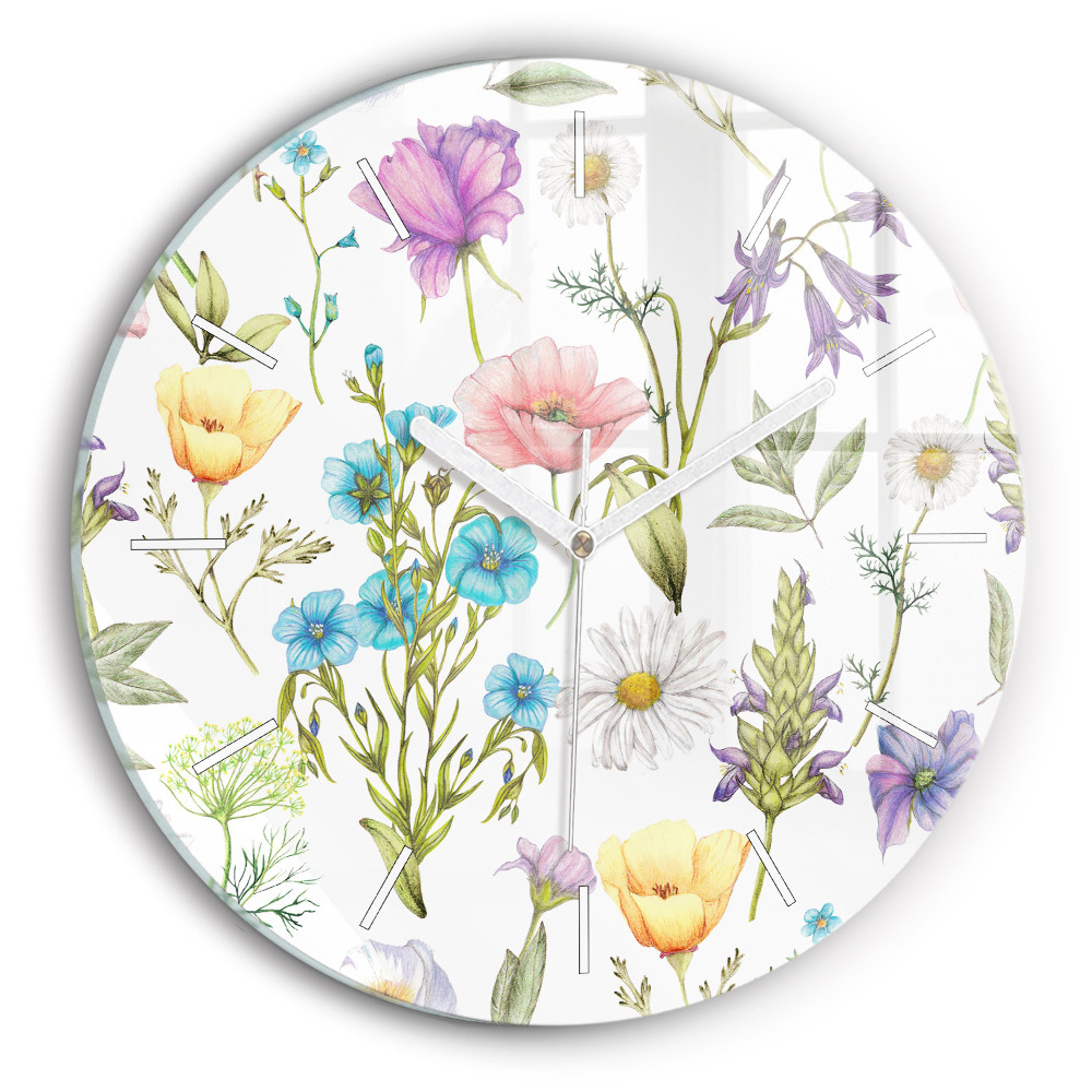 Ceas din sticlă rotund Aranjament floral