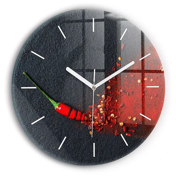 Ceas perete din sticlă rotund Condiment cu ardei roșu
