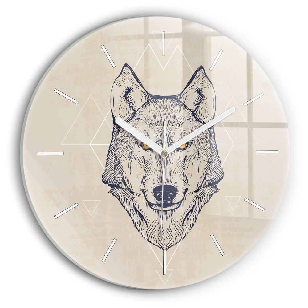 Ceas din sticlă rotund Cap de lup