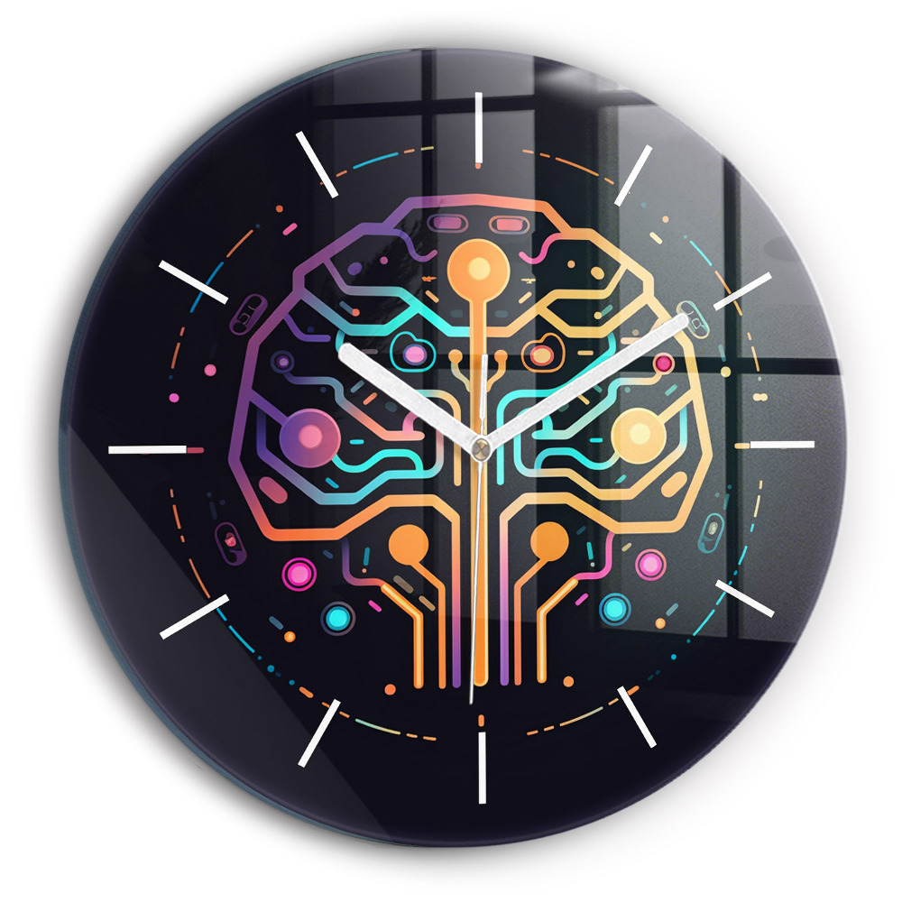 Ceas perete din sticlă rotund Abstracție colorată