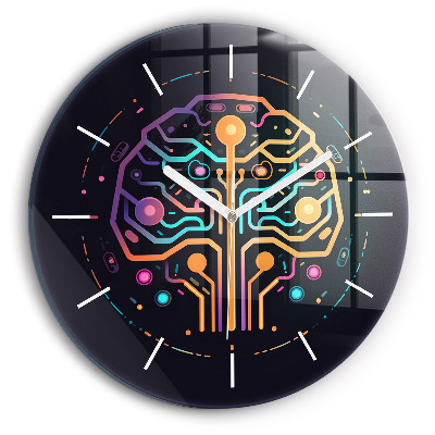 Ceas perete din sticlă rotund Abstracție colorată