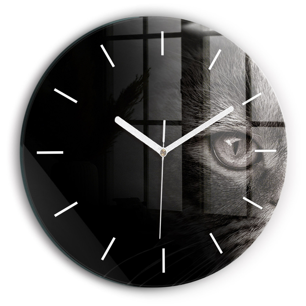 Ceas rotund de perete din sticlă Câine și pisică scoțian