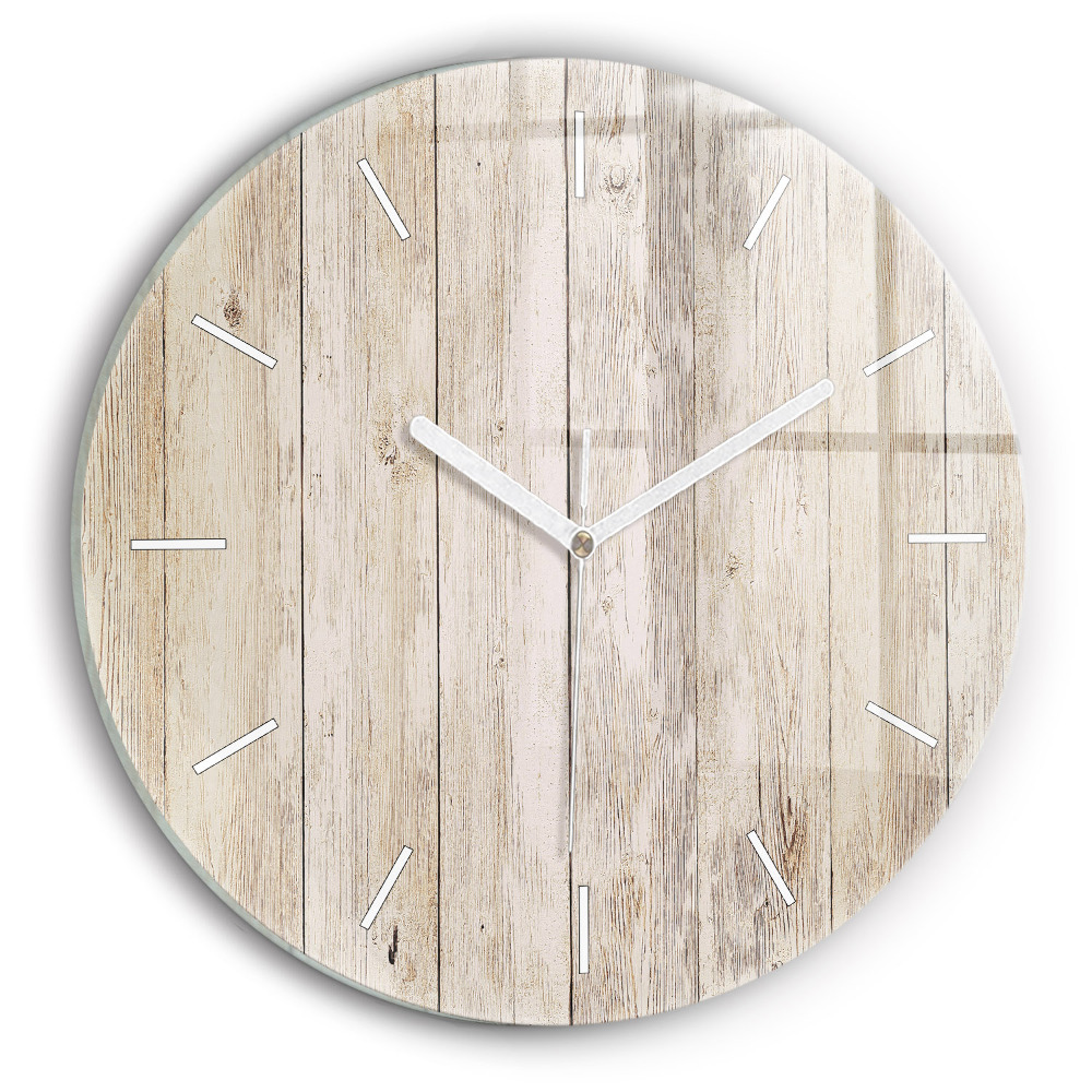 Ceas perete din sticlă rotund Panouri din lemn