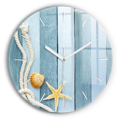 Ceas perete din sticlă rotund Scânduri în dungi și un papion