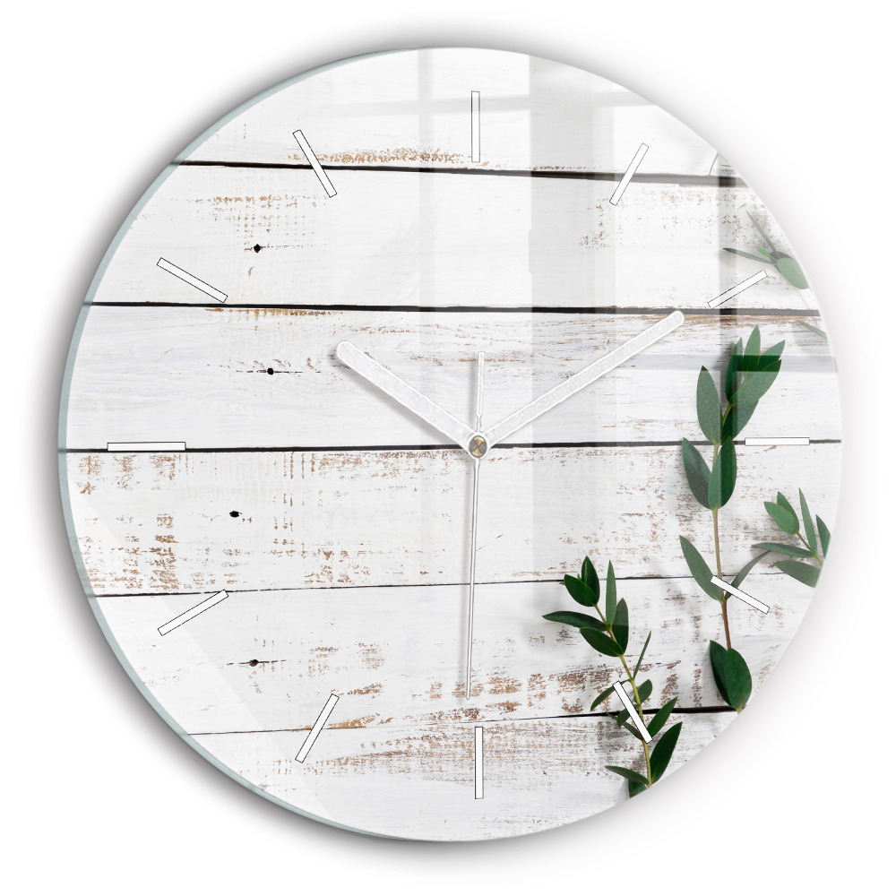 Ceas de sticlă pe perete rotund Scânduri luminoase din lemn