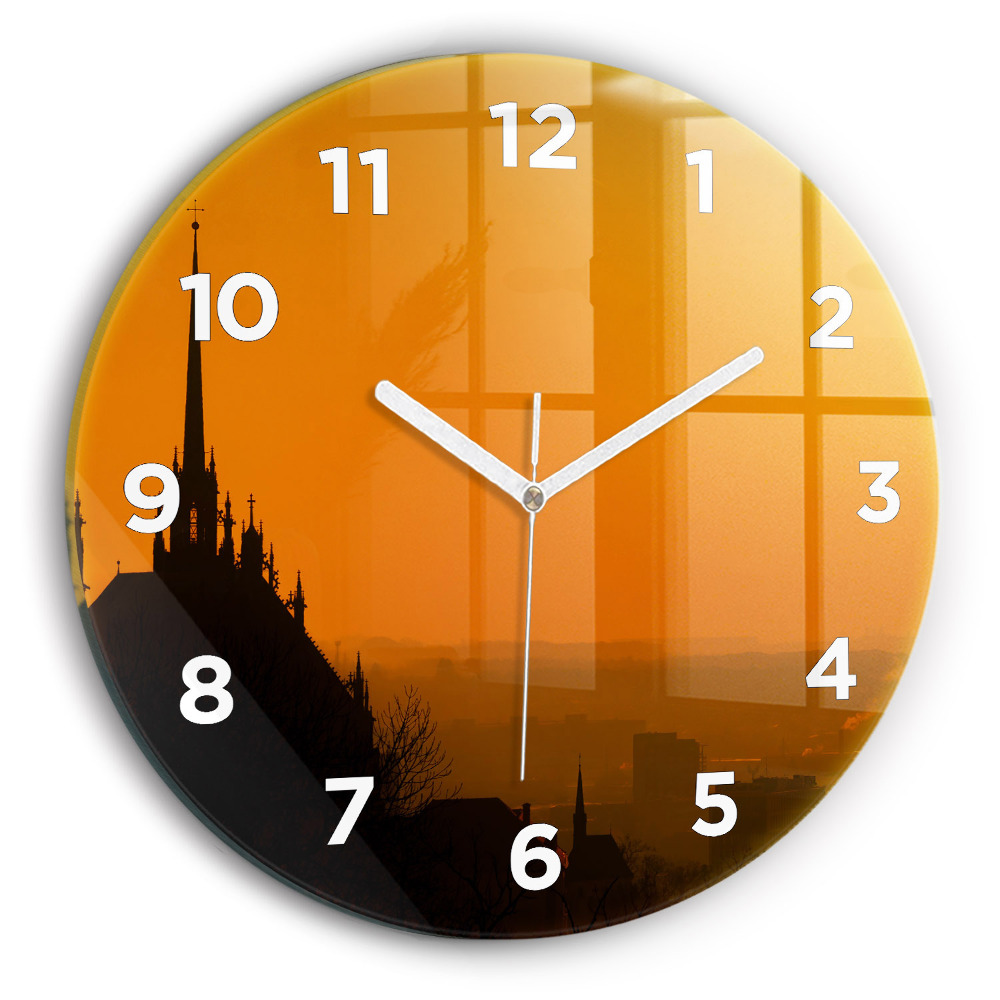 Ceas perete din sticlă rotund Vedere asupra Catedralei din Brno