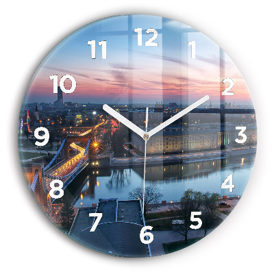 Ceas perete din sticlă rotund Wrocław dintr-o dronă