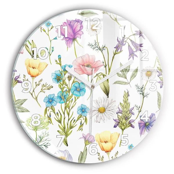 Ceas din sticlă rotund Aranjament floral