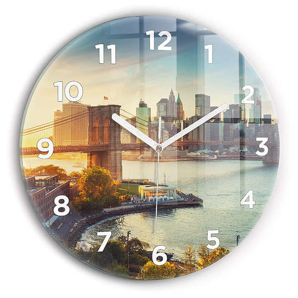 Ceas perete din sticlă rotund New York Manhattan