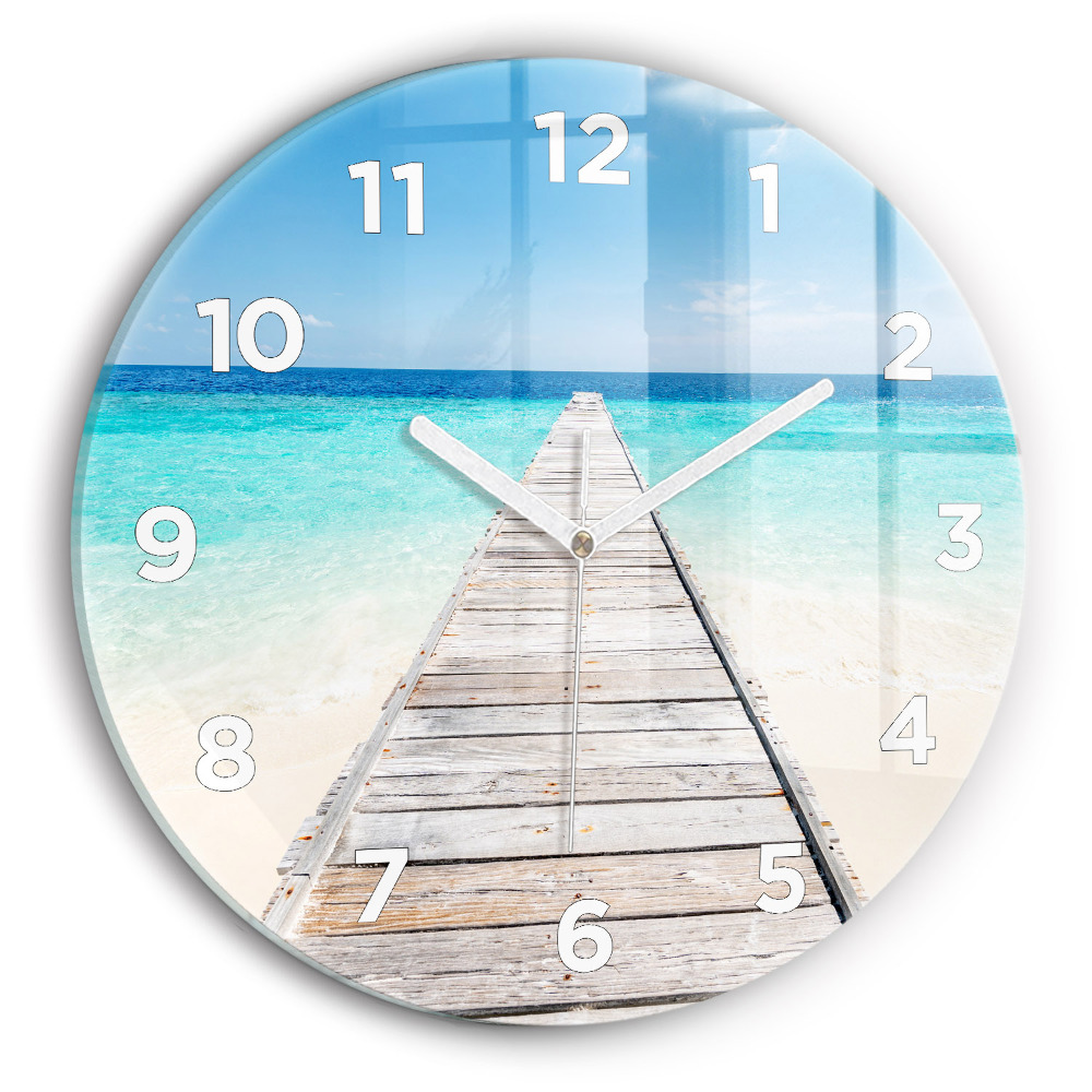 Ceas de sticlă pe perete rotund Insula tropicala