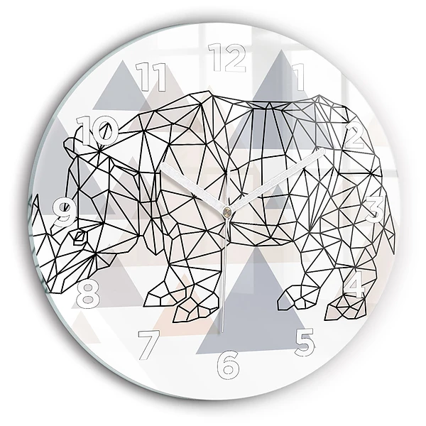 Ceas de sticlă pe perete rotund Model geometric