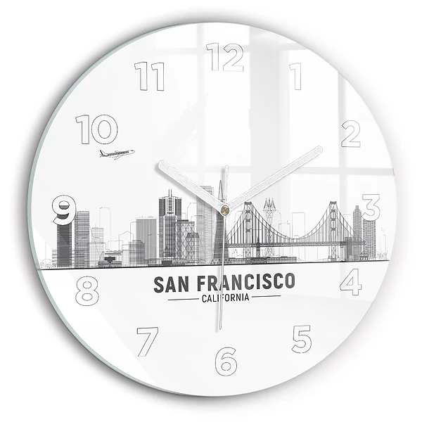 Ceas din sticlă rotund Panorama San Francisco