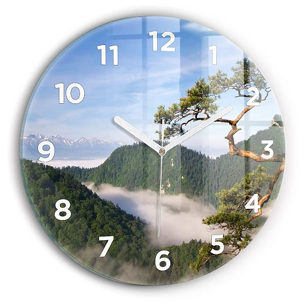 Ceas rotund de perete din sticlă Sokolica Wierch în Munții Pieniny