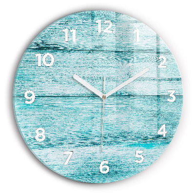 Ceas de sticlă pe perete rotund Lemn vechi albastru