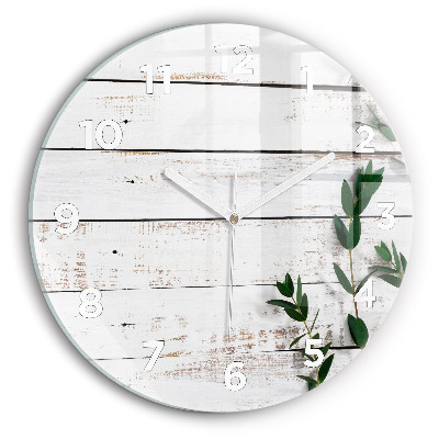 Ceas de sticlă pe perete rotund Scânduri luminoase din lemn