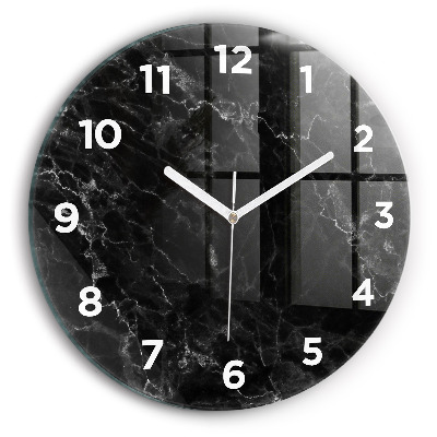 Ceas rotund de perete din sticlă Marmură închisă