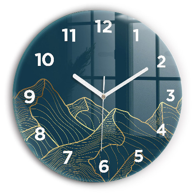 Ceas de sticlă pe perete rotund Schiță a munților