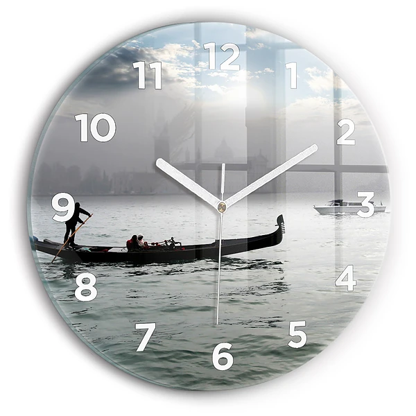 Ceas perete din sticlă rotund Gondola in Venetia