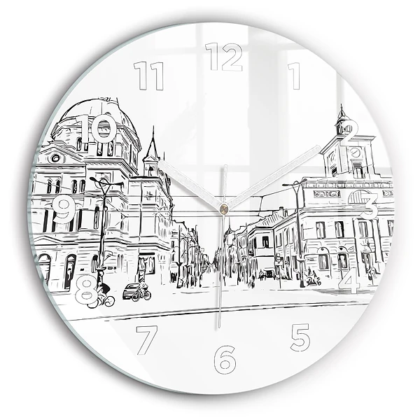 Ceas rotund de perete din sticlă Ilustrația orașului Poznań