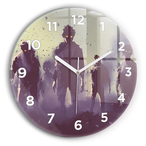 Ceas din sticlă rotund Zombi noaptea - Halloween