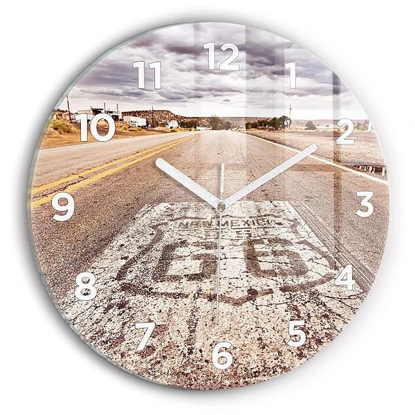 Ceas perete din sticlă rotund Route 66 SUA