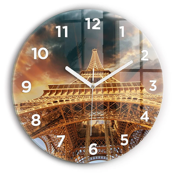 Ceas rotund de perete din sticlă turnul Eiffel