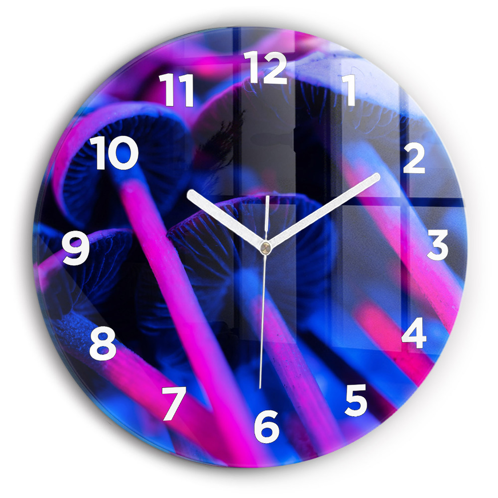 Ceas de sticlă pe perete rotund Ciuperci magice colorate