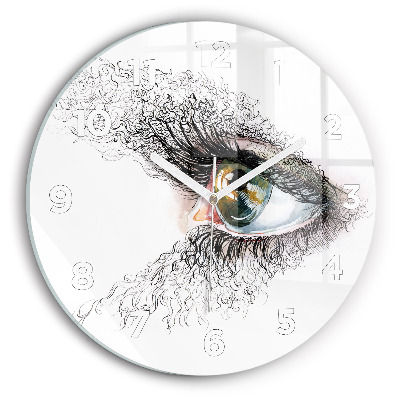 Ceas perete din sticlă rotund Desen al unui ochi uman