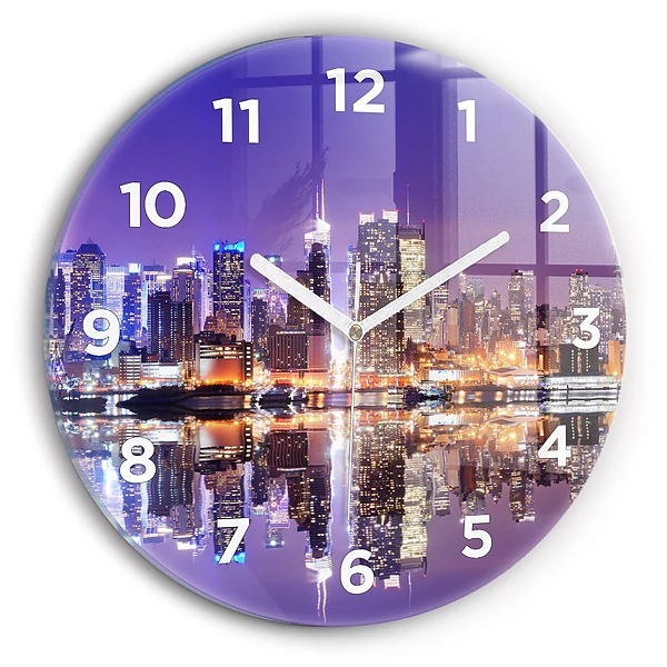 Ceas din sticlă rotund Orașul New York noaptea