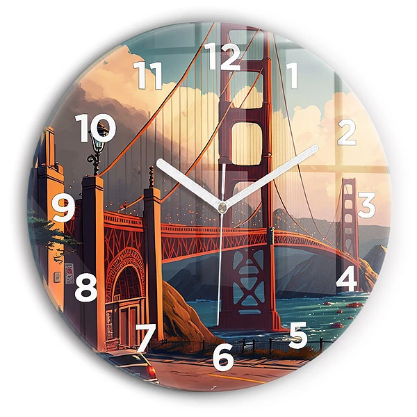 Ceas de sticlă pe perete rotund Pod din San Francisco