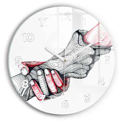 Ceas rotund de perete din sticlă Se țin de mâini