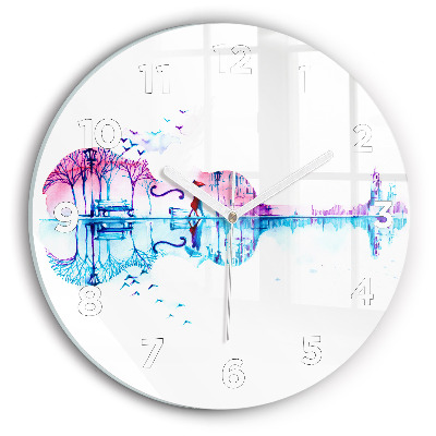 Ceas de sticlă pe perete rotund Lacul Cello Park