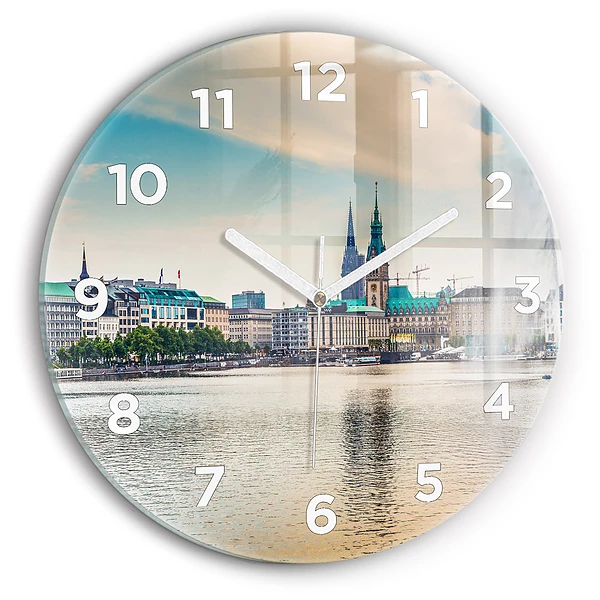 Ceas de sticlă pe perete rotund Binnenalster din Hamburg