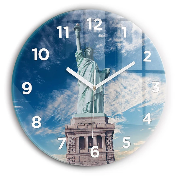 Ceas rotund de perete din sticlă Statuia Libertății New York