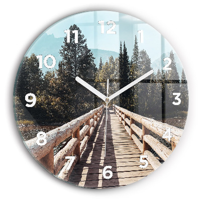 Ceas perete din sticlă rotund Munții din Yellowstone