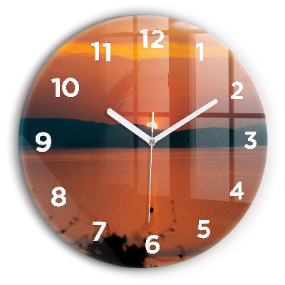 Ceas perete din sticlă rotund Lacul Balaton seara