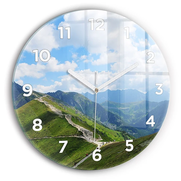 Ceas rotund de perete din sticlă Kasprowy Wierch Zakopane