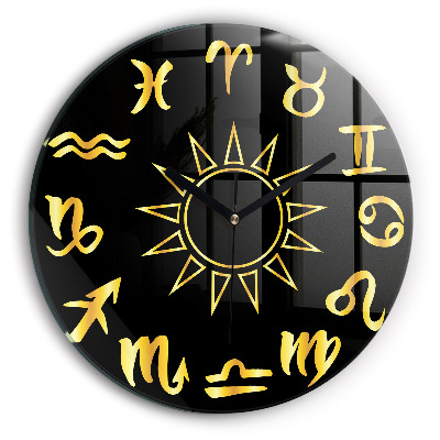 Ceas rotund de perete din sticlă Semne Ale Zodiacului