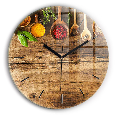 Linguri de condimente Ceas perete din sticlă rotund