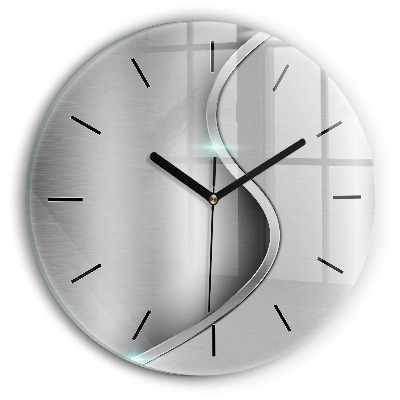 Abstracția metalului gri Ceas rotund de perete din sticlă