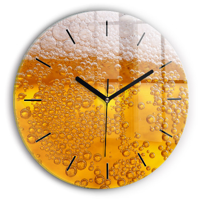 Bere cu spumă Ceas de sticlă pe perete rotund