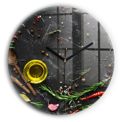 Condimente pe blat Ceas din sticlă rotund