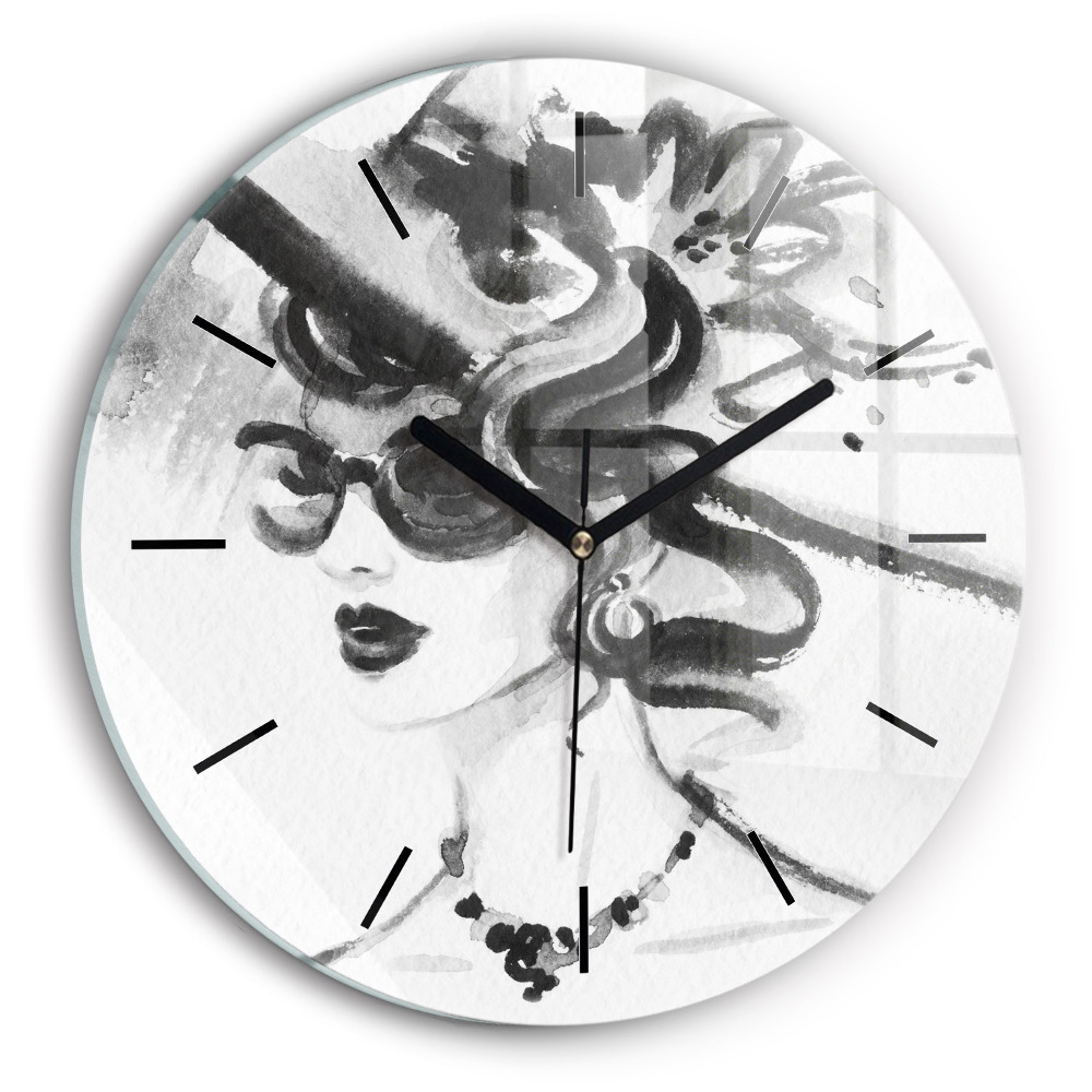 Femeie la modă Ceas rotund de perete din sticlă